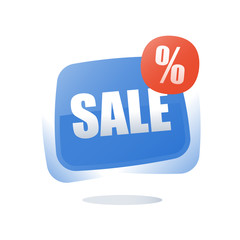 Special offer announcement, big sale, percentage sign red button, discount store, season clearance low price, best deal