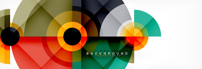 Fototapeta premium Minimal geometric circles and triangles abstract background, techno modern design, poster template