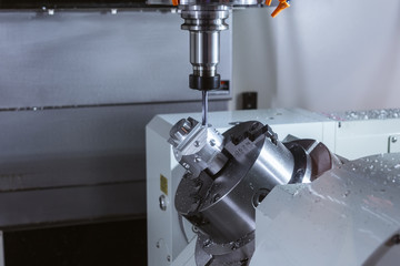 CNC milling machine during operation.