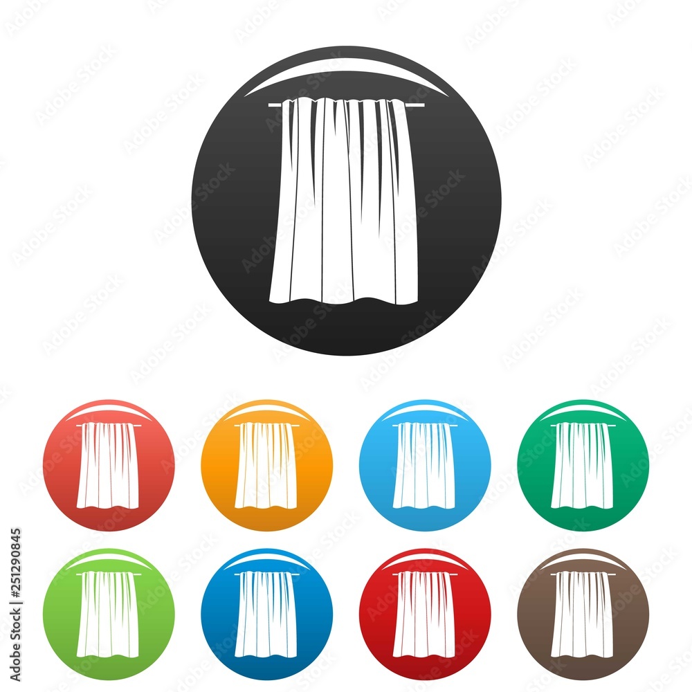 Poster big towel icons set 9 color vector isolated on white for any design