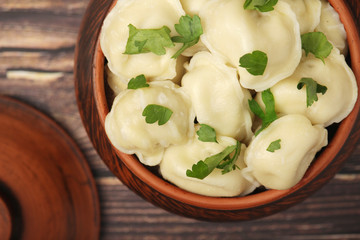 Russian pelmeni portion ready for lunch