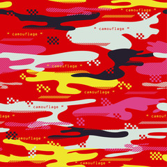 Colorful and bright Modern Seamless pattern  urban Camouflage with stripe and geometric mix , Vector illustration design for fashion,cloth,wallpaper ,fabric and all prints
