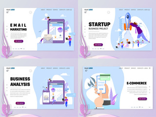 Set of business concept website templates or landing page. Startup and Commerce