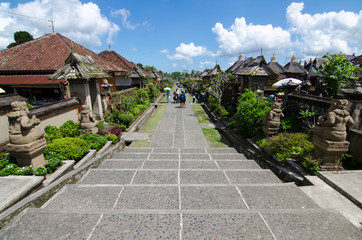 Penglipuran Village with blue skies above, Kubu, Bangli, Bali, Indonesia