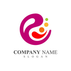 people letter e logo template