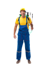 Pest control contractor isolated on white background