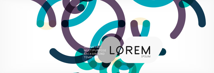 Curly lines abstract background, color overlapping linear texture