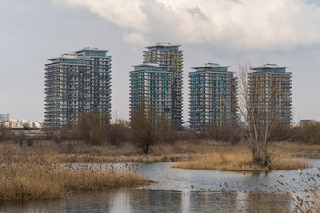 Fototapeta premium Modern Buildings by the Lake