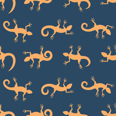 Obraz premium Seamless pattern background with lizards. Vector illustration.