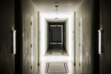 Long corridor in the dorm or apartment 