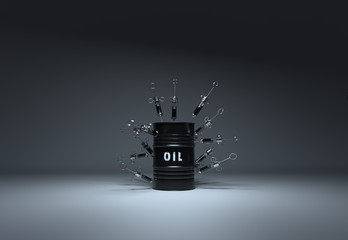 illustration on the topic of oil and dependence on oil products 3d render
