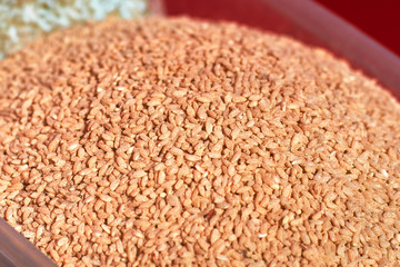 Gray rice. Background. Uncooked. Raw. Food concept