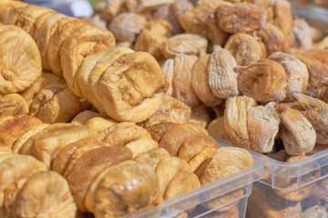 Dried figs, dried fruits closeup, texture and background