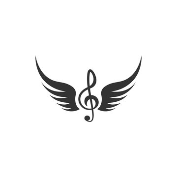 Music note wing icon design template vector isolated