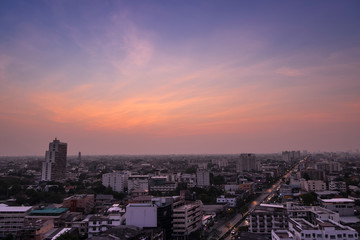 Naklejka na ściany i meble Sunrise at Bangkok background 