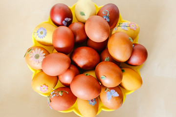 Easter eggs orange with stickers