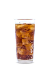 Glass of cola with ice on isolate background