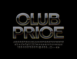 Vector luxury logotype Club Price with Black and Golden Font. Elite Alphabet Letters and Symbols for Luxury Marketing 