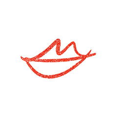 Glitter texture lips outline symbol. Picture, label, print, postcard and other, element for design