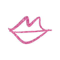 Glitter texture lips outline symbol. Picture, label, print, postcard and other, element for design