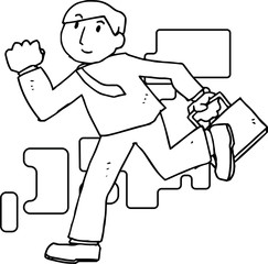 Illustration of a running businessman outline