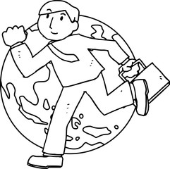 Illustration of a running businessman outline