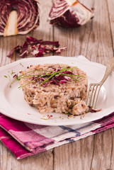 Risotto with red radicchio.