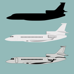 set jet airliner, vector illustration ,flat style,