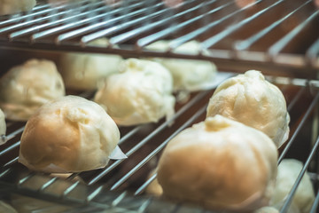 Chinese steam bun in food display at the food stall