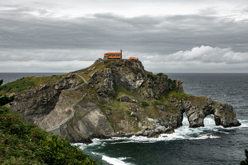 Fototapeta na wymiar Iconic islet and San Juan de Gaztelugatxe chapel