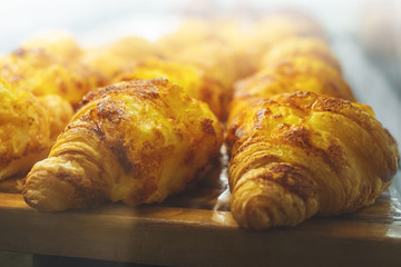 Fresh baked croissant at a bakery shop
