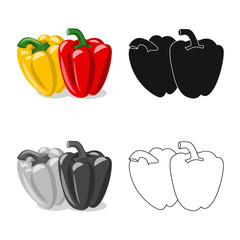 Vector design of vegetable and fruit symbol. Collection of vegetable and vegetarian stock vector illustration.