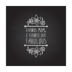 Happy mother's day handlettering element on chalkboard background