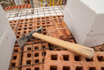 Workplace of bricklayer