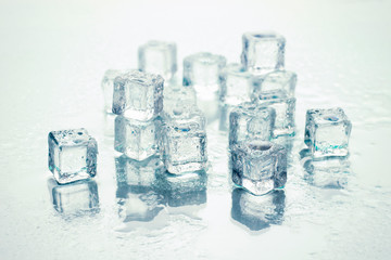 Ice cubes on a white background. Cooling Concept, Food Ice