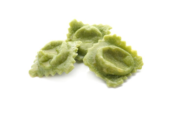 Tasty ravioli on white background