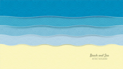 Fototapeta premium Creative illustration summer background paper cut style.