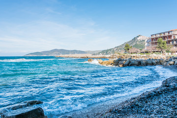 Fototapeta na wymiar Southern Italian Mediterranean Coast on a Windy Day