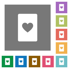 Heart card symbol square flat icons