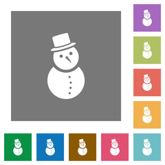 Snowman square flat icons