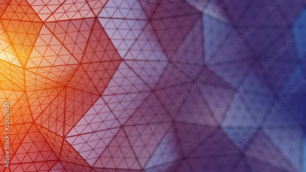 Poster low poly triangulated surface. futuristic polygonal shape with lines. contemporary abstract motion b