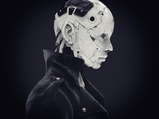 3D illustration. The stylish cyborg the woman. Futuristic fashion android. - obrazy, fototapety, plakaty