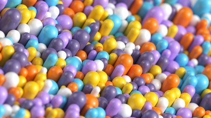 Abstract colorful capsules abstract background with dof effect