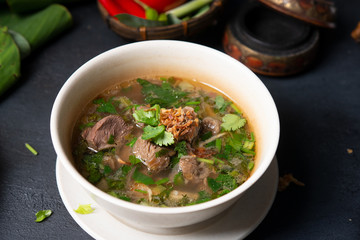 Bone soup in bowl.