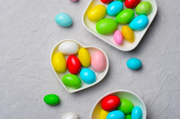 Chocolate Eggs on Grey Background, Sweet Easter Treat