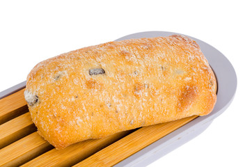 Small italian ciabatta on white