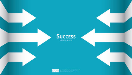 business arrow target direction concept to success. Finance growth vision stretching rising up. banner flat style vector illustration. Return on investment ROI. chart increase profit