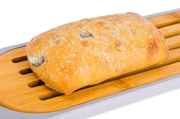 Small italian ciabatta on white