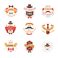 Fathers day isolated icon mustache and hat tie and bow