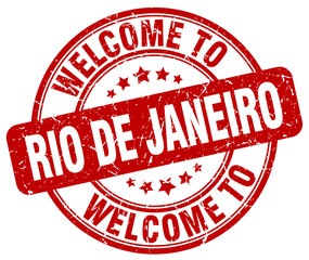 welcome to Rio De Janeiro red round vintage stamp